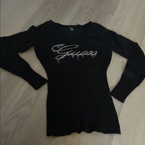 Guess Black Sweater with Silver Accents